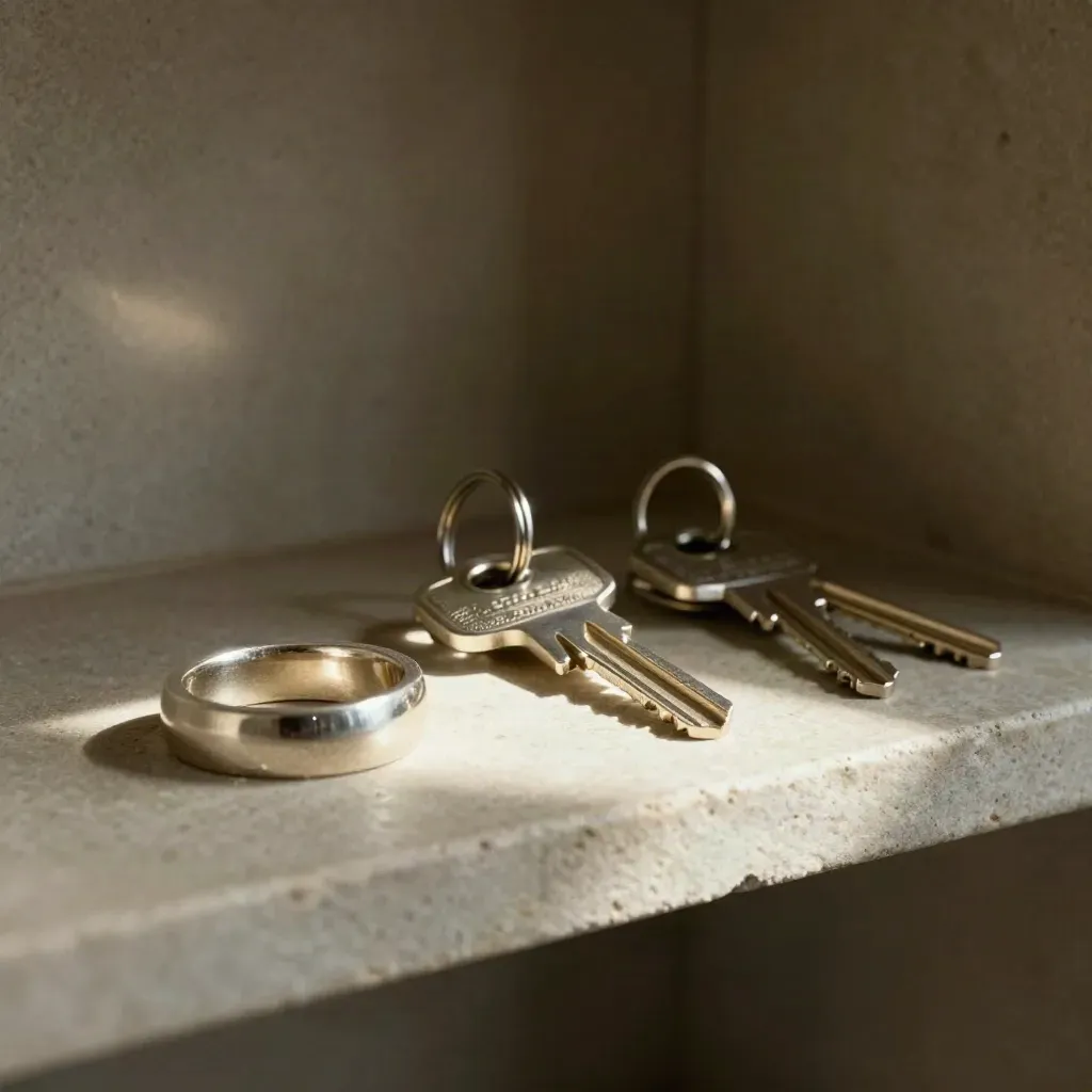 Three lender key sets on a stone shelf, one silver key lit as the clear best fit.